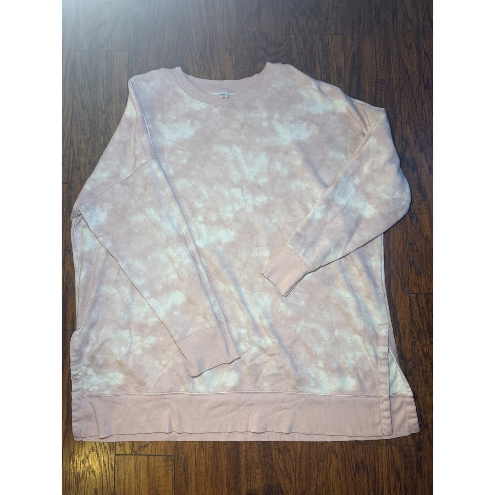 Old Navy Womens XXL Pink Tie Dye Crewneck Sweatshirt Oversized Long Sleeve